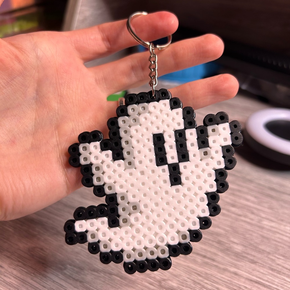 Perler Bead Ghost Keychain